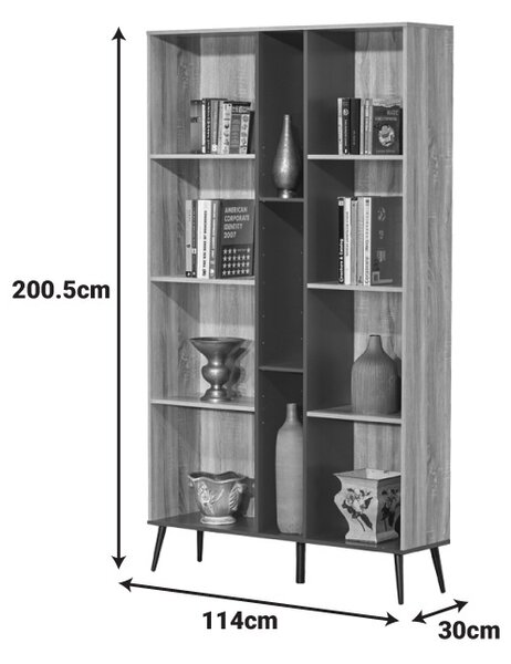 Βιβλιοθήκη Boho Zezan, Sonoma, 114x30x200.5 cm