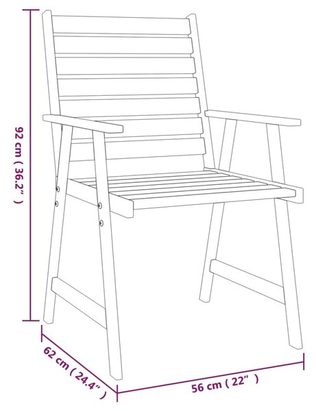 VidaXL Σετ Τραπεζαρίας Κήπου 6 Τεμαχίων από Μασίφ Ξύλο Ακακίας