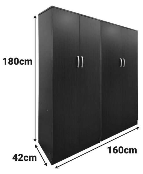 Ντουλάπα με 4 Πόρτες, Athos I, V1, Wenge, 160x42x180 cm