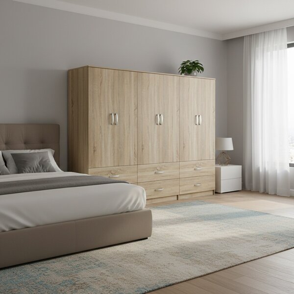 Ντουλάπα με 6 Πόρτες, Athos, V23, Sonoma, 240x42x180 cm