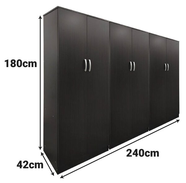 Ντουλάπα με 6 Πόρτες, Athos, V2, Wenge, 240x42x180 cm