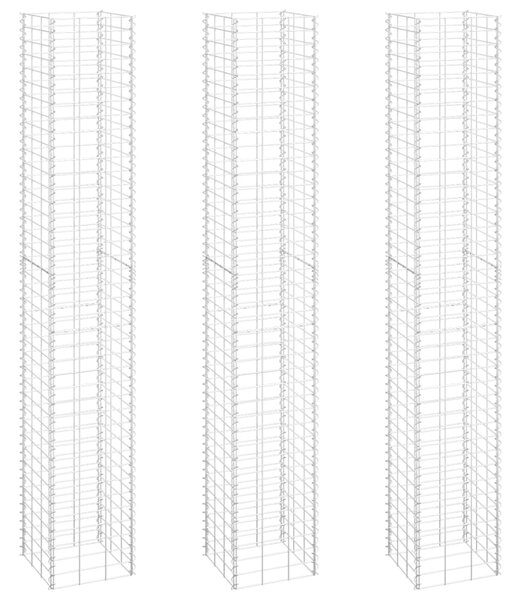 VidaXL Συρματοκιβώτια-Γλάστρες Υπερυψ. 3 τεμ. 30x30x200εκ. Σιδερένιες