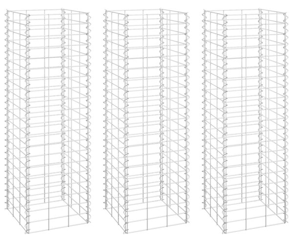 VidaXL Συρματοκιβώτια-Γλάστρες Υπερυψ. 3 τεμ. 30x30x100εκ. Σιδερένιες