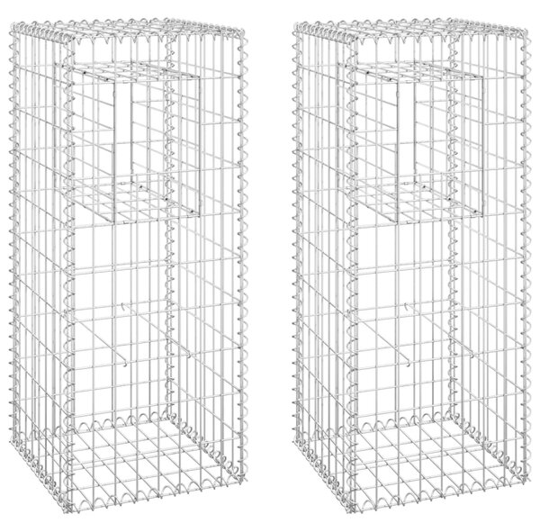 VidaXL Συρματοκιβώτια Στύλοι 2 τεμ. 40 x 40 x 100 εκ. Σιδερένιοι