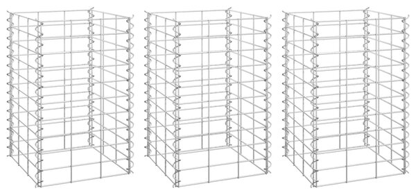 VidaXL Συρματοκιβώτια-Γλάστρες Υπερυψ. 3 τεμ. 30x30x50εκ. Σιδερένιες