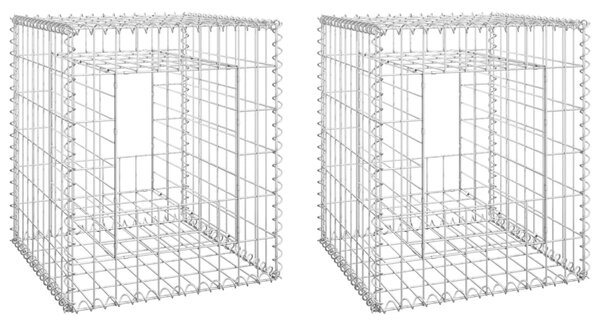 VidaXL Συρματοκιβώτια Στύλοι 2 τεμ. 50 x 50 x 60 εκ. Σιδερένιοι