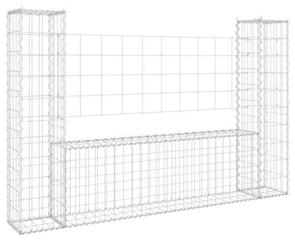 VidaXL Συρματοκιβώτιο σε U Σχήμα με 2 Στύλους 140x20x100 εκ Σιδερένιο