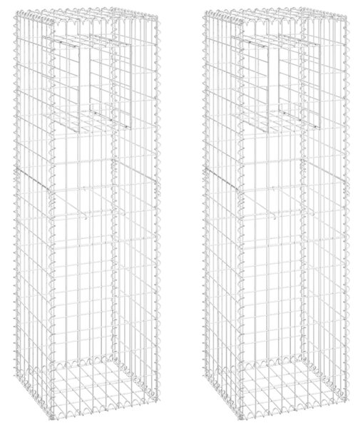 VidaXL Συρματοκιβώτια Στύλοι 2 τεμ. 40 x 40 x 140 εκ. Σιδερένιοι