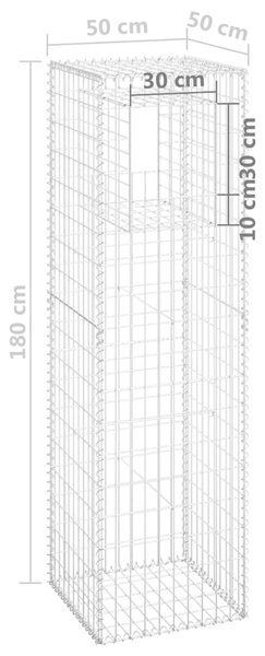 VidaXL Συρματοκιβώτιο Στύλος 50 x 50 x 180 εκ. Σιδερένιο