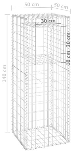 VidaXL Συρματοκιβώτιο Στύλος 50 x 50 x 140 εκ. Σιδερένιο