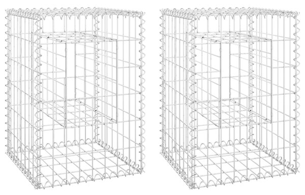 VidaXL Συρματοκιβώτια Στύλοι 2 τεμ. 40 x 40 x 60 εκ. Σιδερένιοι