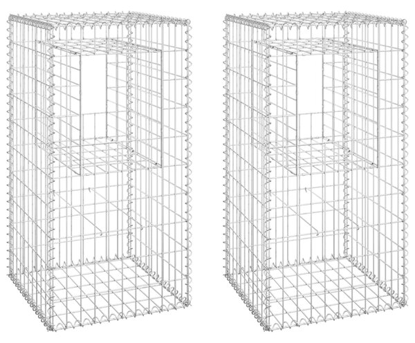 VidaXL Συρματοκιβώτια Στύλοι 2 τεμ. 50 x 50 x 100 εκ. Σιδερένιοι