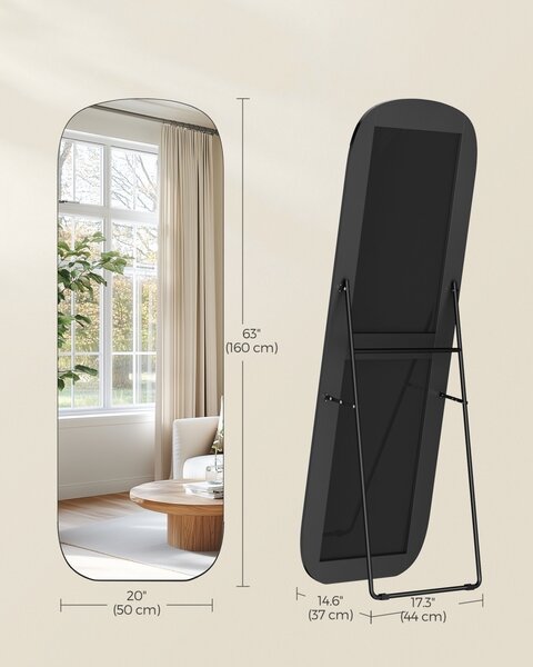 Επιδαπέδιος καθρέφτης Songmics Μαύρο 160x50x3.8 cm