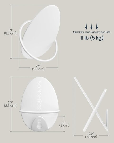 Γάντζος Κρεμάστρας Λευκός Songmics 7.2x5.2x8.5 cm