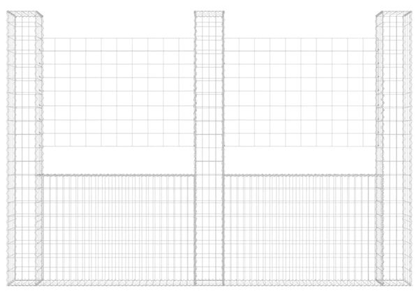 VidaXL Συρματοκιβώτια σε U Σχήμα με 3 Στύλους 260x20x200 εκ Σιδερένιο