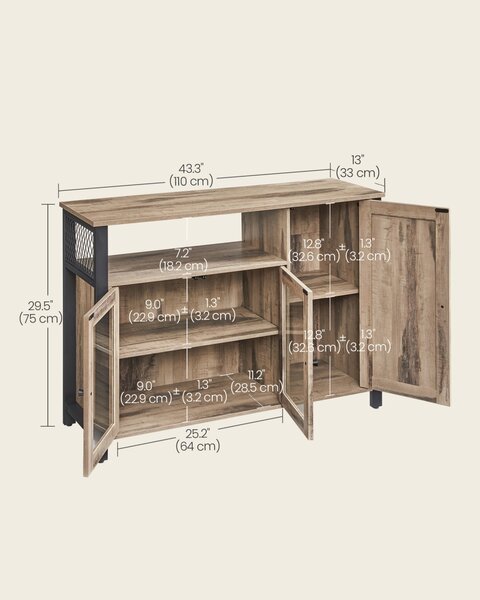 Μπουφές κουζίνας Otis, Καφέ, 110x33x75 cm