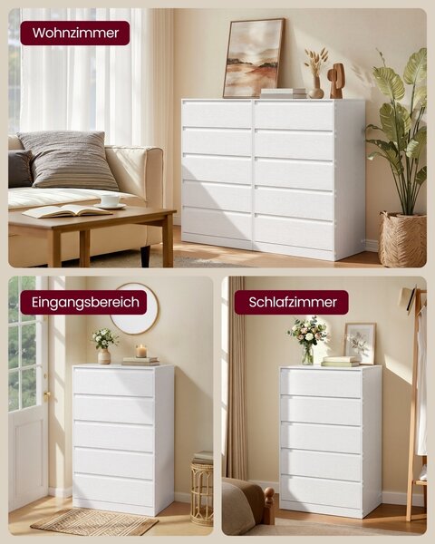 Συρταριέρα με συρτάρια, Lidia, Λευκό, 60x40x97.4 cm