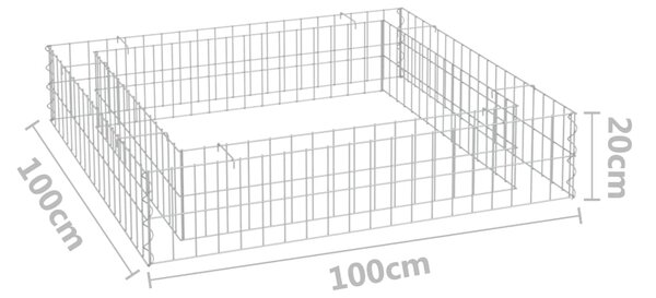 VidaXL Συρματοκιβώτιο-Γλάστρα Υπερυψωμένη 100x100x20 εκ. Γαλβ. Χάλυβας