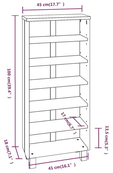 VidaXL Ραφιέρα CD HAMAR Καφέ Μελί 45x18x100 εκ. Μασίφ Ξύλο Πεύκου
