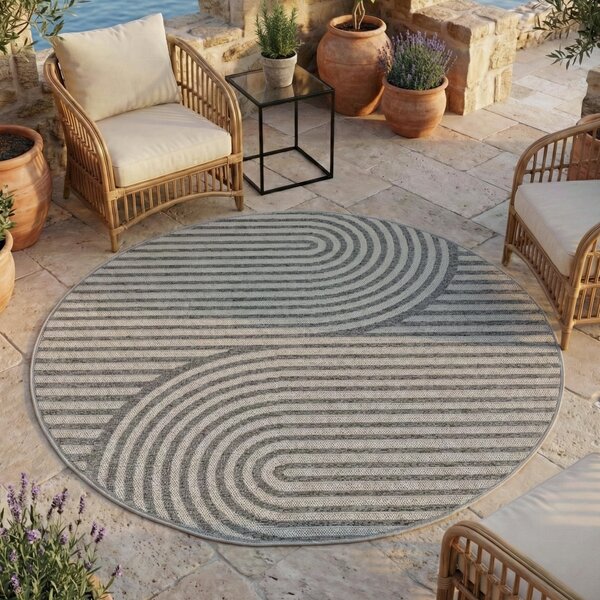 Στρογγυλό Χαλί Desert Boho V1 Γκρι 120x120 cm