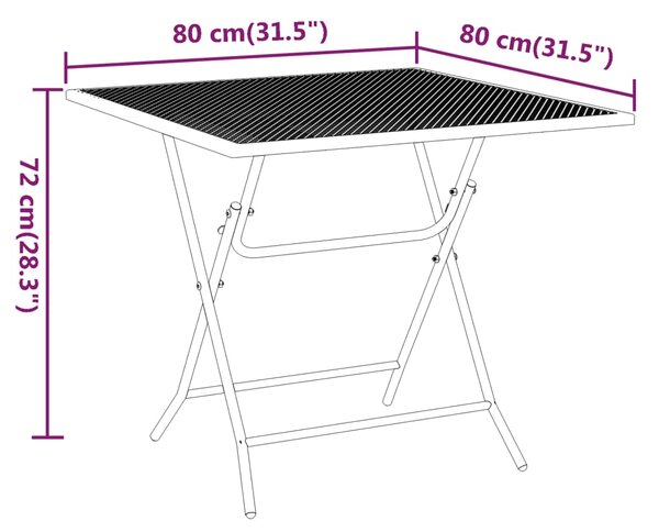 VidaXL Τραπέζι Κήπου Ανθρακί 80x80x72 εκ. από Εκτεταμένο Μεταλ. Πλέγμα