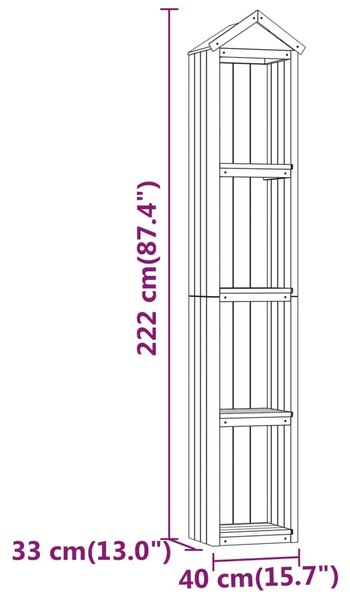 VidaXL Αποθήκη Εργαλείων Κήπου 40x33x222 εκ. Εμποτισμένο Ξύλο Πεύκου