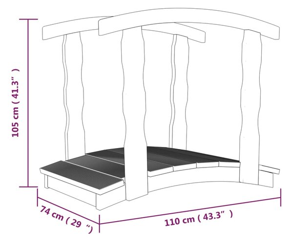 VidaXL Γέφυρα Κήπου με Κουπαστή από Εμποτισμένο Μασίφ Ξύλο Πεύκου