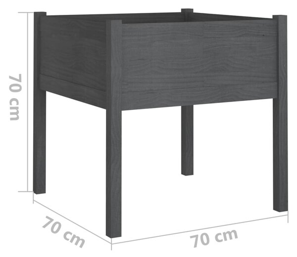 VidaXL Ζαρντινιέρες 2 τεμ. Γκρι 70 x 70 x 70 εκ. από Μασίφ Ξύλο Πεύκου