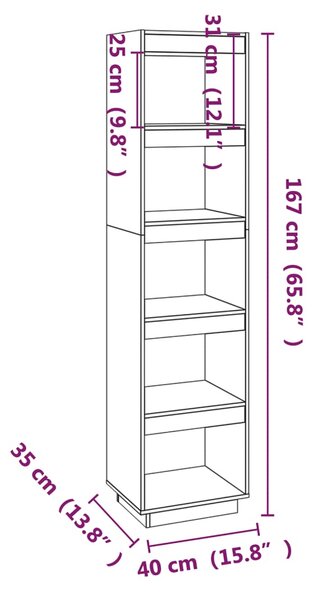 VidaXL Βιβλιοθήκη/Διαχωριστικό Χώρου 40x35x167 εκ. Μασίφ Ξύλο Πεύκου