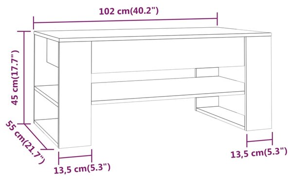 VidaXL Τραπεζάκι Σαλονιού Λευκό 102 x 55 x 45 εκ. από Επεξεργ. Ξύλο