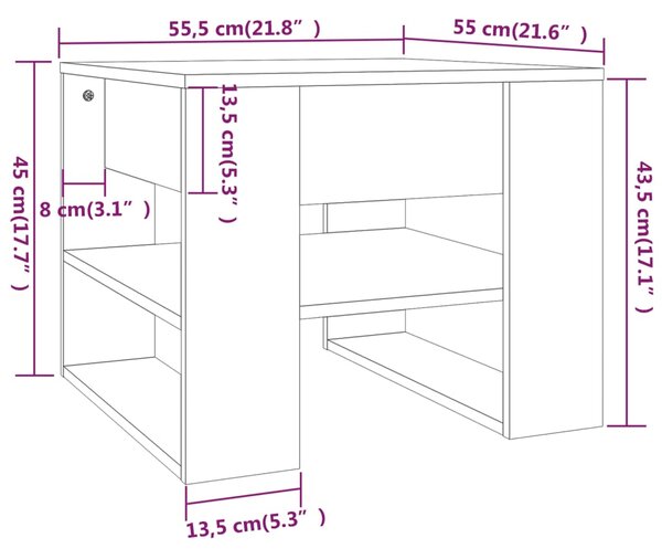 VidaXL Τραπεζάκι Σαλονιού Καπνιστή Δρυς 55,5x55x45 εκ. Επεξεργ. Ξύλο