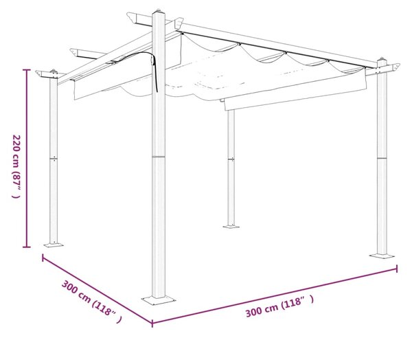 VidaXL Κιόσκι Κήπου με Πτυσσόμενη Οροφή Κρεμ 3 x 3 μ