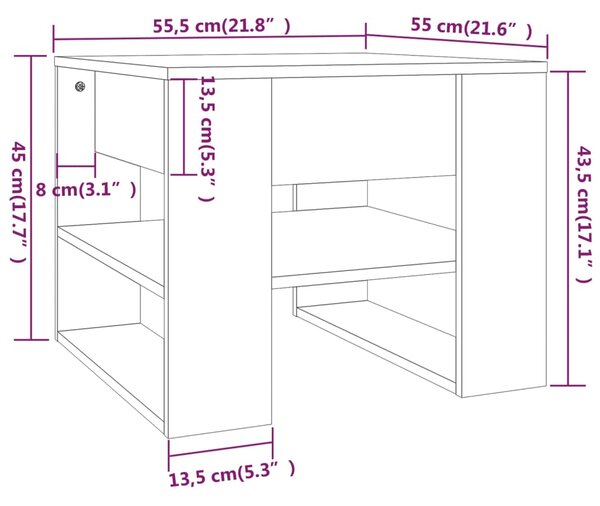 VidaXL Τραπεζάκι Σαλονιού Γκρι Sonoma 55,5x55x45εκ. Επεξεργασμένο Ξύλο