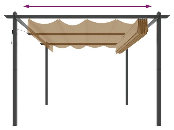 VidaXL Κιόσκι Κήπου με Πτυσσόμενη Οροφή Taupe 4 x 3 μ