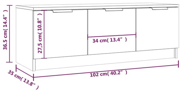 VidaXL Έπιπλο Τηλεόρασης Γυαλ. Λευκό 102x35x36,5 εκ Επεξεργασμένο Ξύλο