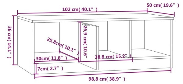 VidaXL Τραπεζάκι Σαλονιού Λευκό & Sonoma Δρυς 102x50x36 εκ. Επεξ. Ξύλο