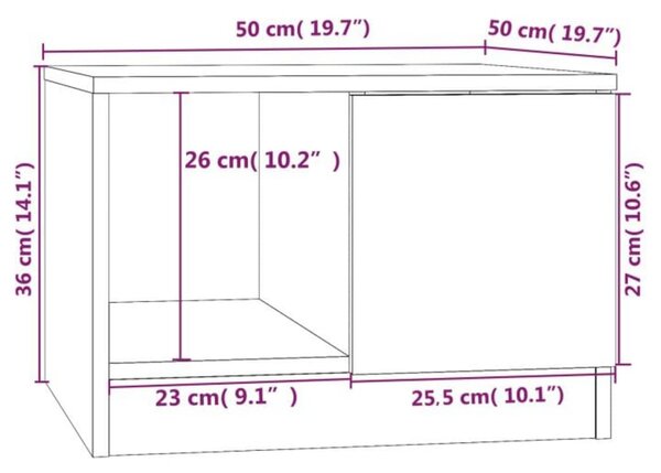 VidaXL Τραπεζάκι Σαλονιού Γυαλ. Λευκό 50x50x36 εκ. Επεξεργασμένο Ξύλο