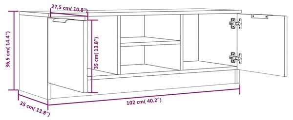 VidaXL Έπιπλο Τηλεόρασης Λευκό 102x35x36,5 εκ. Επεξεργασμένο Ξύλο