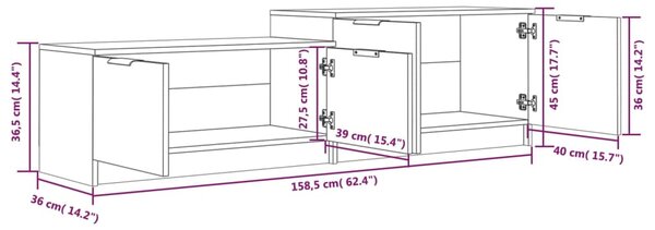 VidaXL Έπιπλο Τηλεόρασης Γκρι Σκυροδέματος 158,5x36x45 εκ. Επεξ. Ξύλο