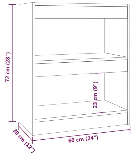 VidaXL Βιβλιοθήκη/Διαχωριστικό Χώρου Μαύρο 60 x 30 x 72 εκ