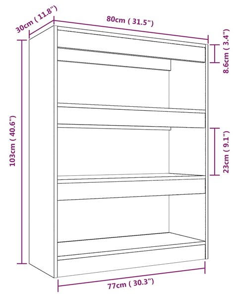 VidaXL Βιβλιοθήκη/Διαχωρ. Χώρου Sonoma Δρυς 80x30x103 εκ Επεξεργ. Ξύλο