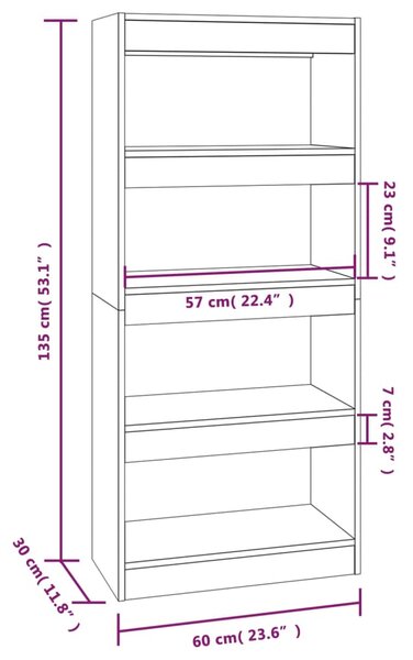 VidaXL Βιβλιοθήκη/Διαχωρ. Χώρου Μαύρο 60x30x135 εκ. Επεξεργασμένο Ξύλο