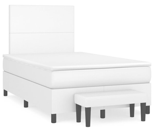 VidaXL Κρεβάτι Boxspring με Στρώμα Λευκό 120x190εκ.από Συνθετικό Δέρμα