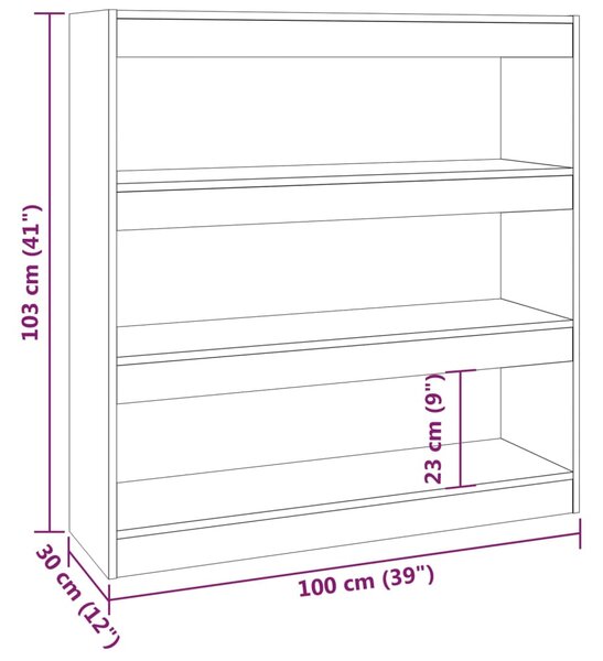 VidaXL Βιβλιοθήκη/Διαχωριστικό Χώρου Καπνιστή Δρυς 100 x 30 x 103 εκ