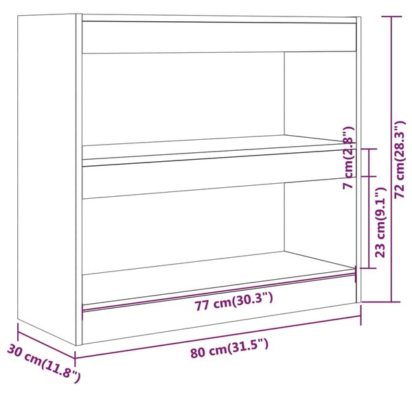 VidaXL Βιβλιοθήκη/Διαχωριστικό Χώρου Καπνιστή Δρυς 80 x 30 x 72 εκ