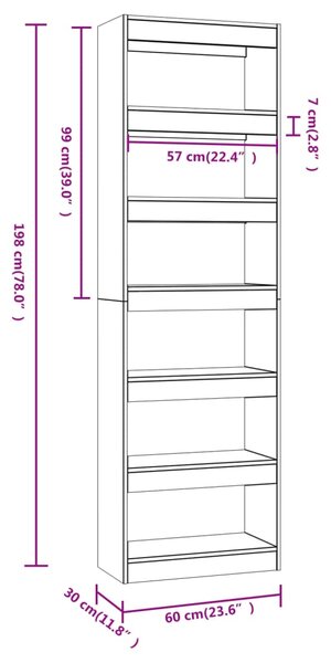 VidaXL Βιβλιοθήκη/Διαχωριστικό Χώρου Μαύρο 60 x 30 x 198 εκ