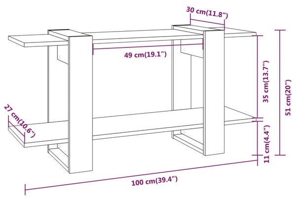 VidaXL Βιβλιοθήκη Ραφιέρα Sonoma Δρυς 100x30x51 εκ. Επεξεργασμένο Ξύλο