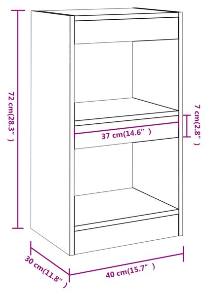 VidaXL Βιβλιοθήκη/Διαχωριστικό Χώρου Μαύρο 40 x 30 x 72 εκ