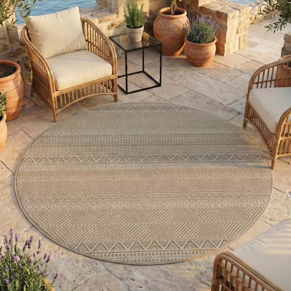 Στρογγυλό Χαλί Desert etno V3 Μπεζ 80x80 cm