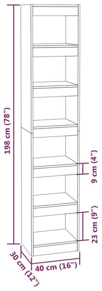 VidaXL Βιβλιοθήκη/Διαχωριστικό Χώρου Μαύρο 40 x 30 x 198 εκ